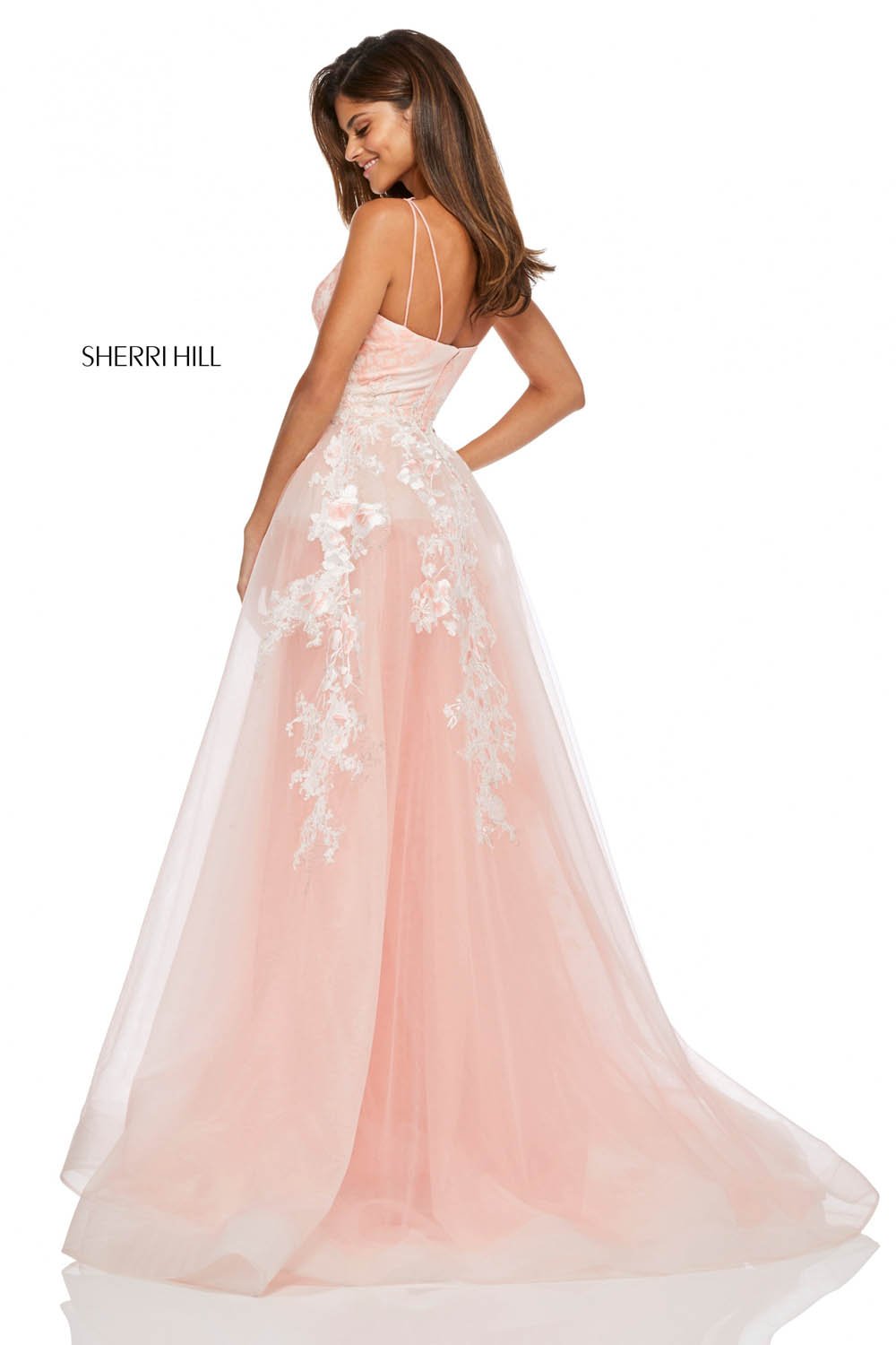 Sherri Hill 52660 dress images in these colors: Coral, Ivory.