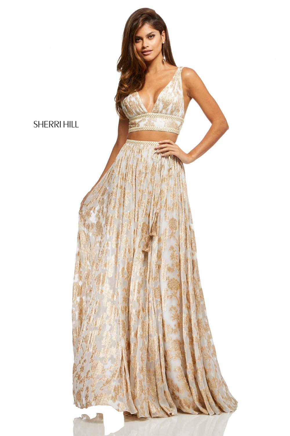 Sherri Hill 52664 dress images in these colors: Ivory Gold.