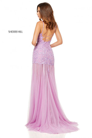 Sherri Hill 52677 dress images in these colors: Lilac, Ivory, Light Pink, Aqua, Light Blue, Light Yellow, Coral.