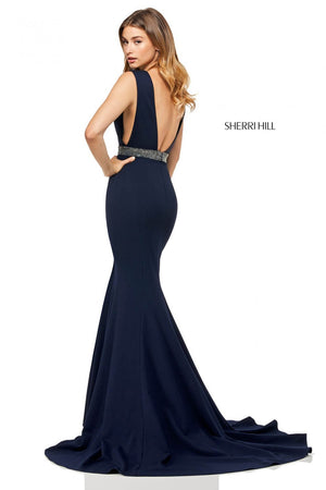 Sherri Hill 52680 dress images in these colors: Red, Yellow, Black, Navy, Ivory.