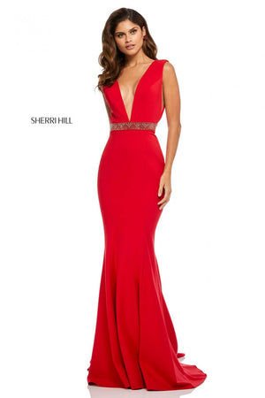 Sherri Hill 52680 dress images in these colors: Red, Yellow, Black, Navy, Ivory.