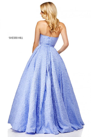 Sherri Hill 52681 dress images in these colors: Fuchsia, Periwinkle, Ivory, Black, Rose.