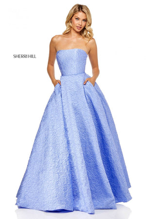 Sherri Hill 52681 dress images in these colors: Fuchsia, Periwinkle, Ivory, Black, Rose.