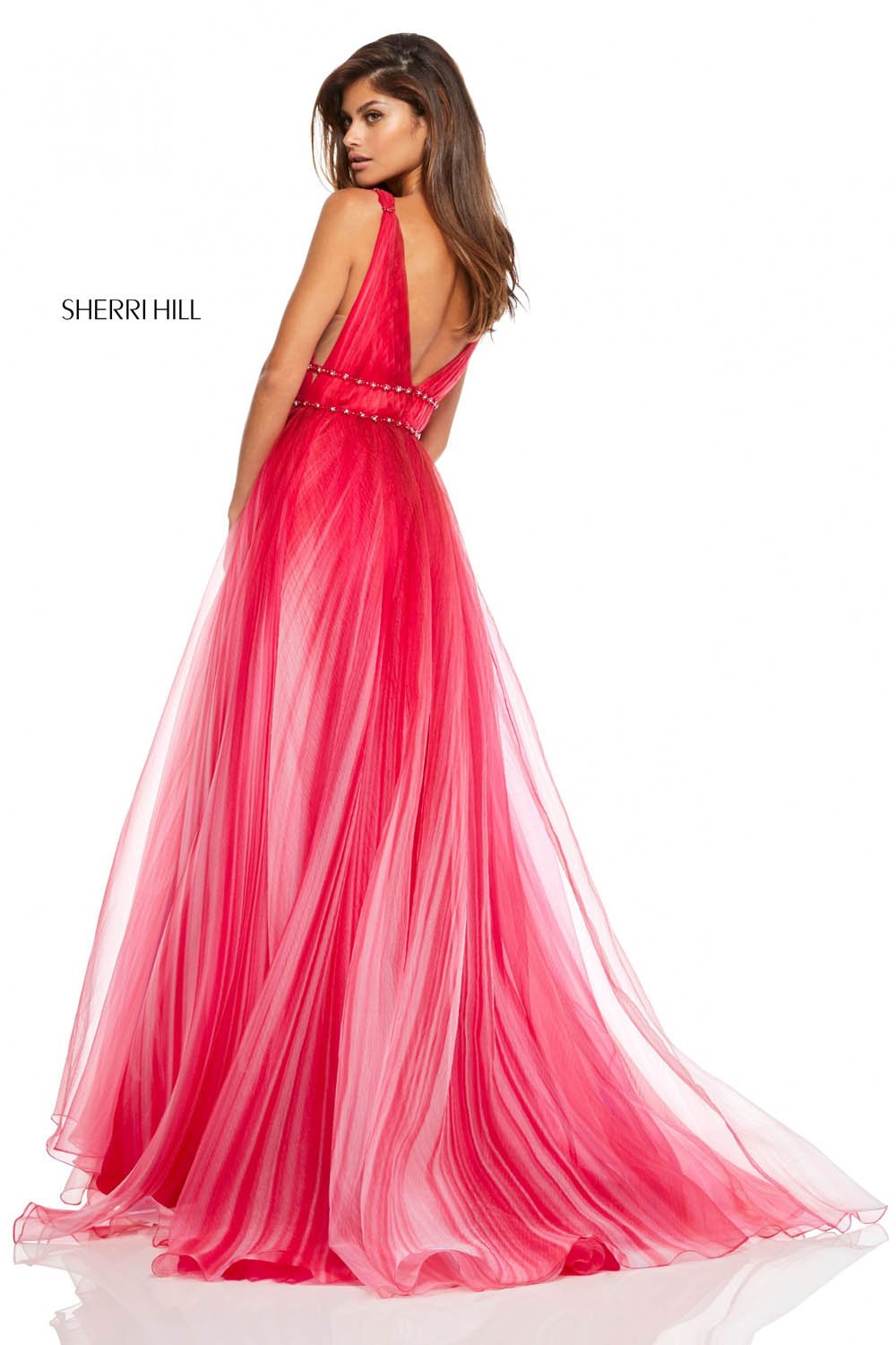 Sherri Hill 52692 dress images in these colors: Fuchsia, Pink Green, Lilac.