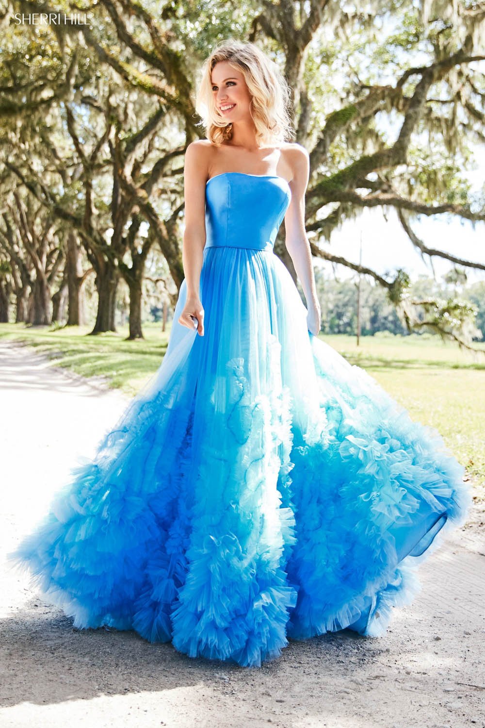 Sherri Hill 52693 dress images in these colors: Blush, Black, Blue, Ivory, Red, Lilac.