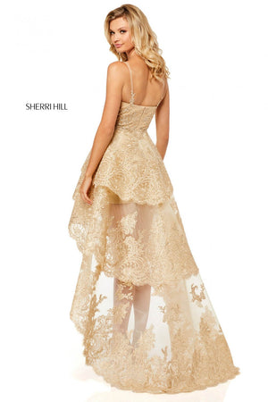 Sherri Hill 52694 dress images in these colors: Gold, Ivory.