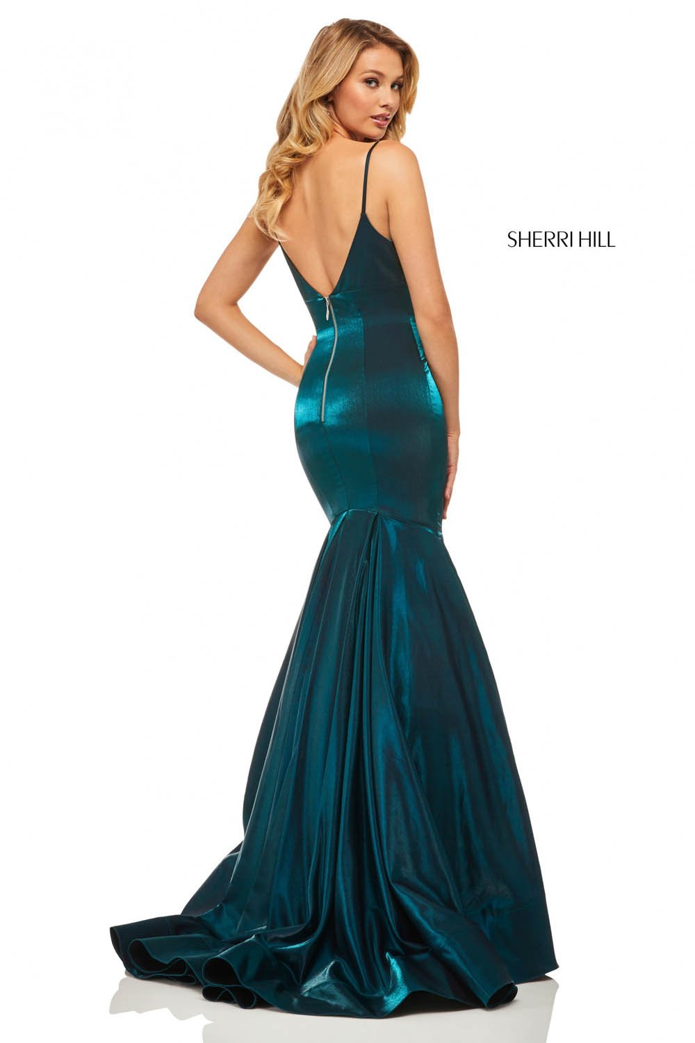 Sherri Hill 52696 dress images in these colors: Dark Purple, Wine, Royal, Teal.