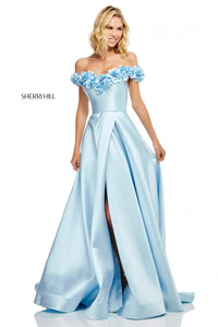 Sherri Hill 52712 dress images in these colors: Light Blue, Blush, Ivory, Black.