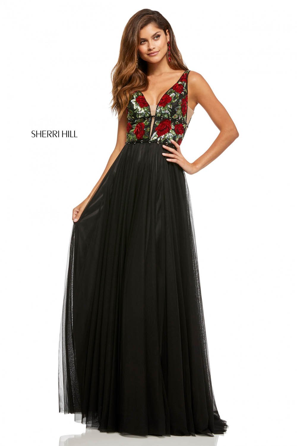 Sherri Hill 52714 dress images in these colors: Black Red.