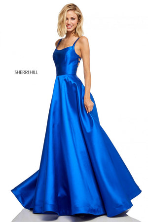 Sherri Hill 52715 dress images in these colors: Navy, Light Purple, Yellow, Blush, Emerald, Royal, Purple, Orange, Red, Berry.