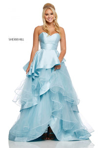 Sherri Hill 52718 dress images in these colors: Light Blue, Black, Red, Blush, Ivory.