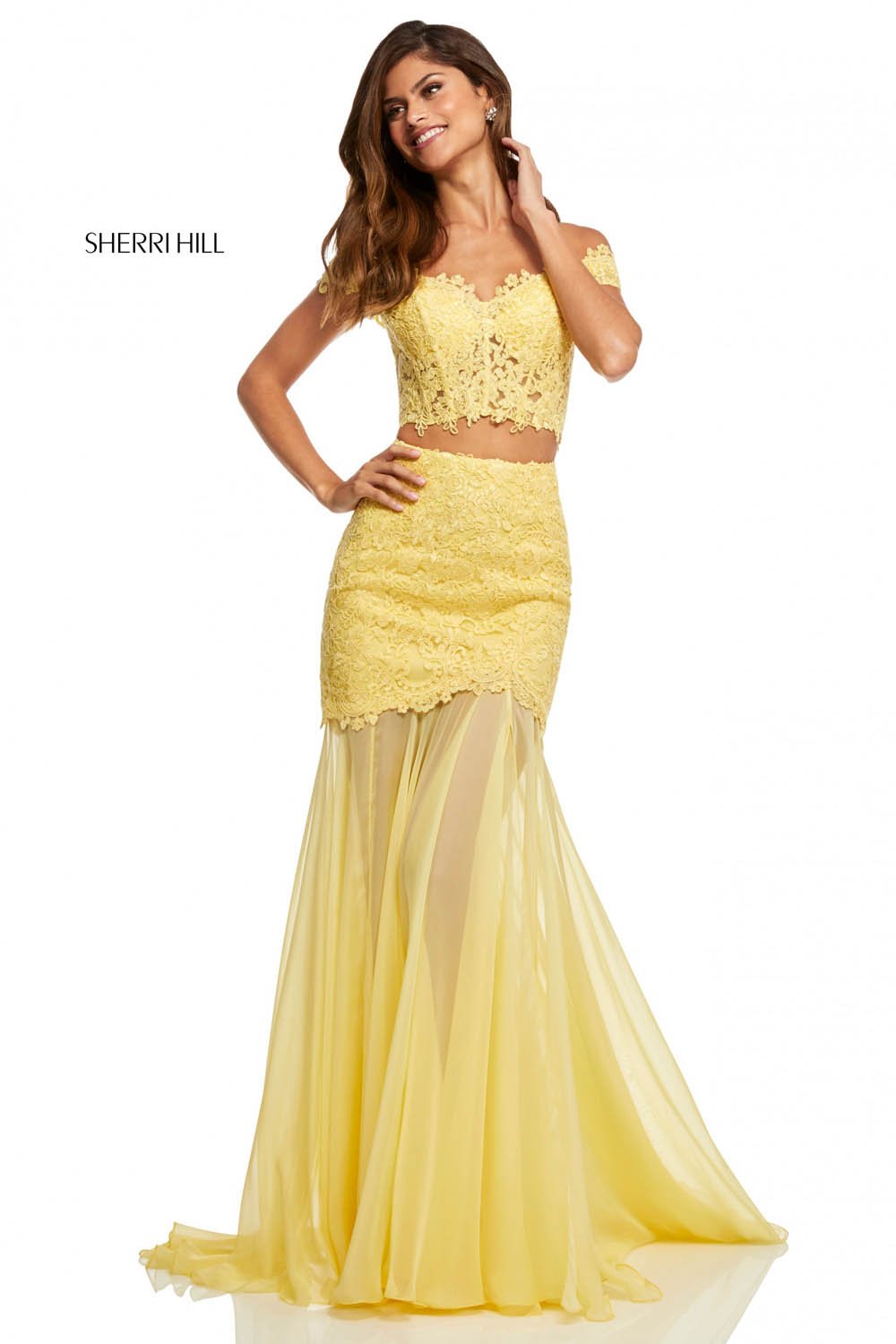 Sherri Hill 52719 dress images in these colors: Ivory, Black, Light Blue, Red, Yellow, Light Coral, Coral, Navy, Blush.