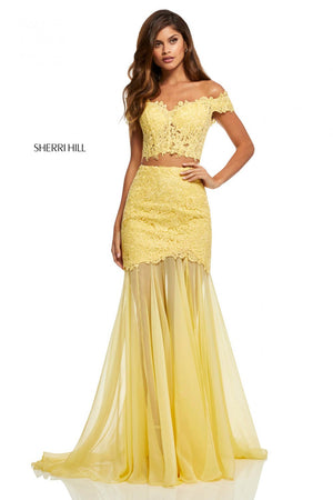 Sherri Hill 52719 dress images in these colors: Ivory, Black, Light Blue, Red, Yellow, Light Coral, Coral, Navy, Blush.