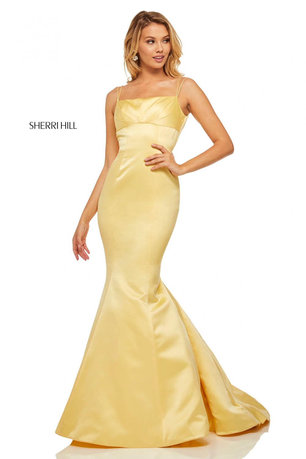 Sherri Hill 52721 dress images in these colors: Yellow, Red, Ivory, Emerald, Fuchsia.