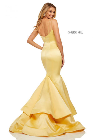 Sherri Hill 52721 dress images in these colors: Yellow, Red, Ivory, Emerald, Fuchsia.