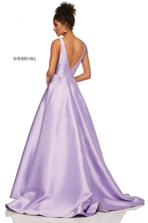 Sherri Hill 52726 dress images in these colors: Lilac, Red, Light Blue, Yellow, Black, Ivory.