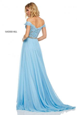 Sherri Hill 52729 dress images in these colors: Red, Yellow, Light Blue, Ivory.