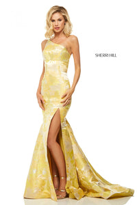Sherri Hill 52731 dress images in these colors: Yellow Print.