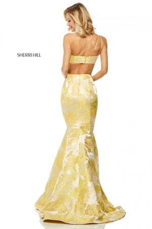 Sherri Hill 52731 dress images in these colors: Yellow Print.