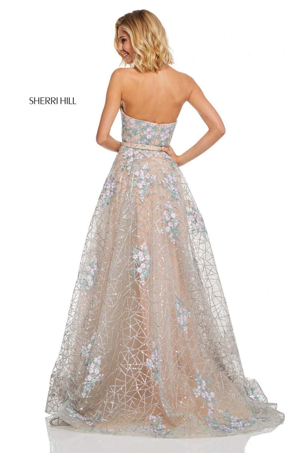 Sherri Hill 52735 dress images in these colors: Silver Lilac.
