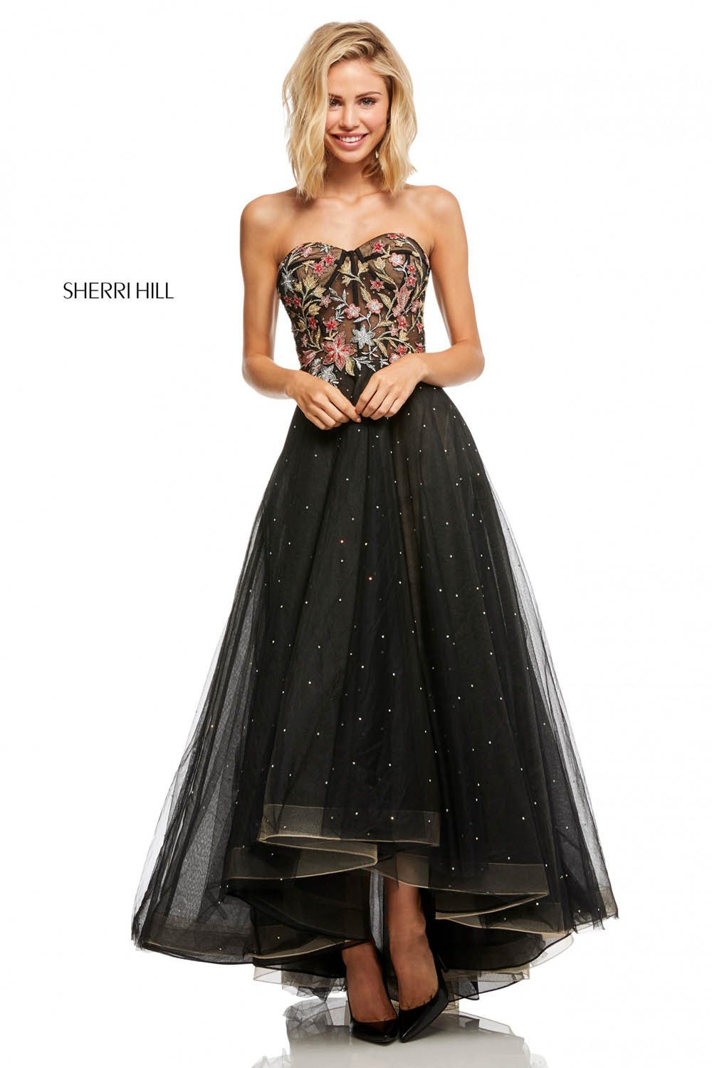 Sherri Hill 52739 dress images in these colors: Black Mulighti.