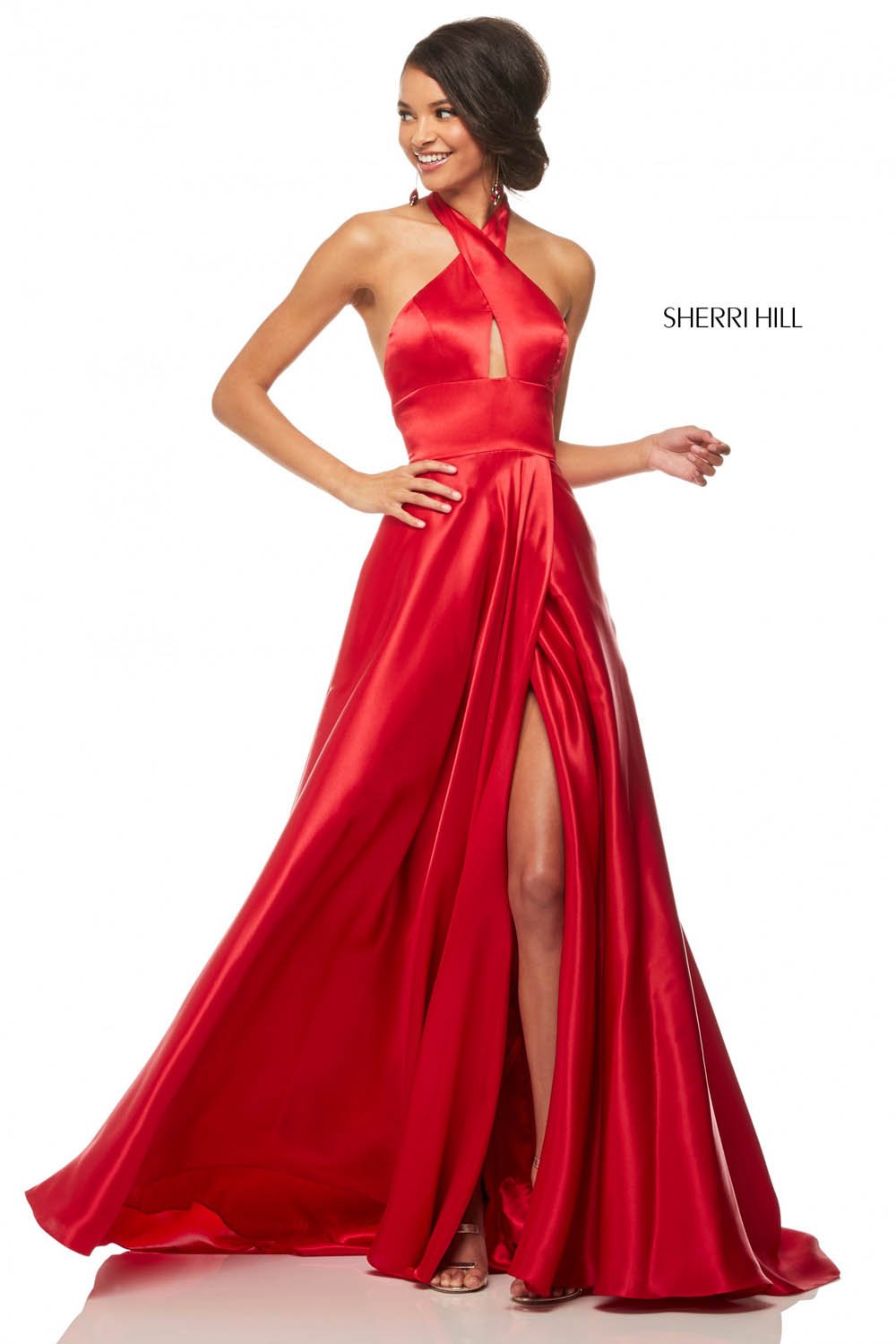 Sherri Hill 52745 dress images in these colors: Wine, Turquoise, Emerald, Royal, Red.