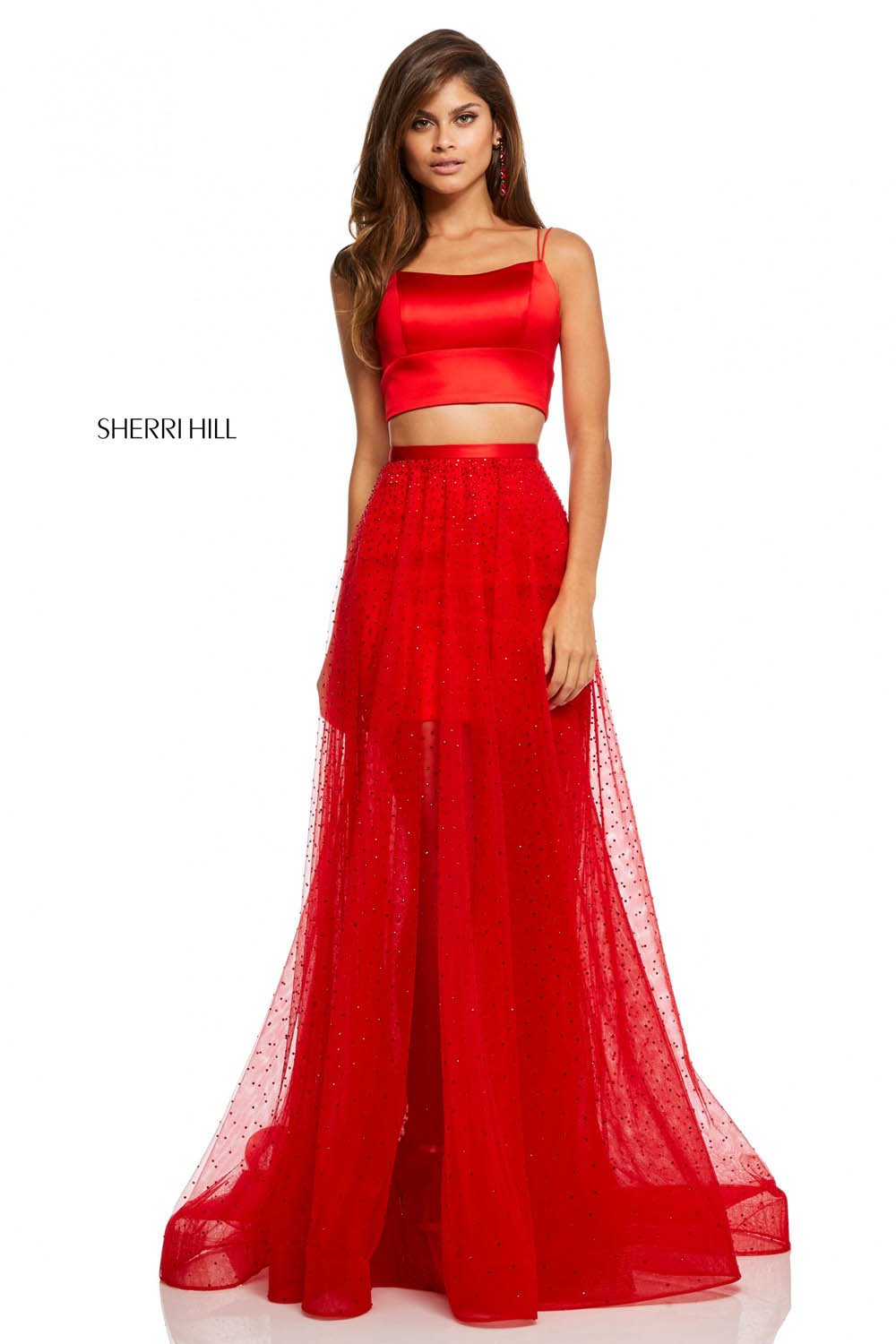 Sherri Hill 52749 dress images in these colors: Red, Black, Mocha, Navy, Blush.