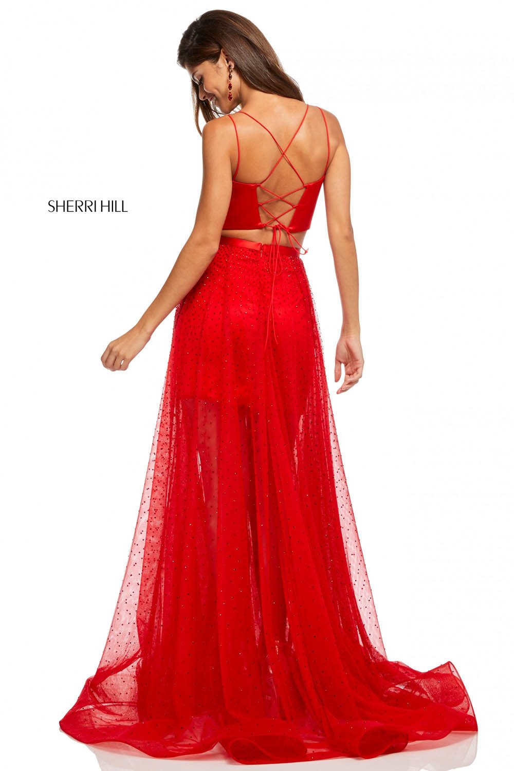 Sherri Hill 52749 dress images in these colors: Red, Black, Mocha, Navy, Blush.