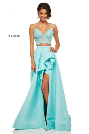 Sherri Hill 52754 dress images in these colors: Yellow, Bright Pink, Ivory, Light Blue, Lilac, Red, Aqua.