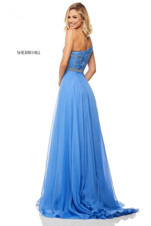 Sherri Hill 52770 dress images in these colors: Navy, Aqua, Pink, Light Blue, Ivory, Lilac, Red, Yellow, Periwinkle.