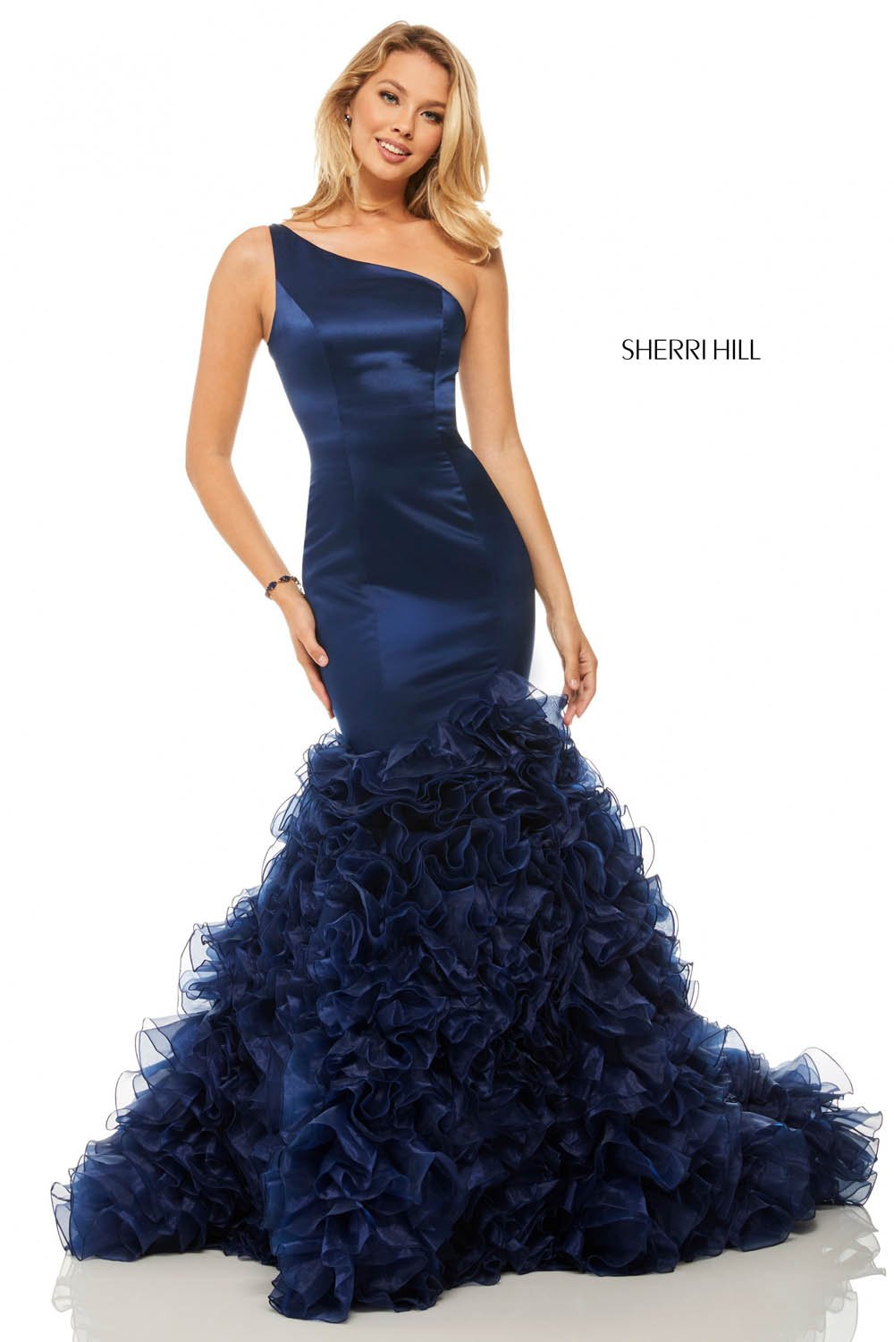 sherri hill navy blue mermaid dress sherri hill navy blue mermaid dress Sherri Hill Plunging Illusion Halter Prom Dress 57135