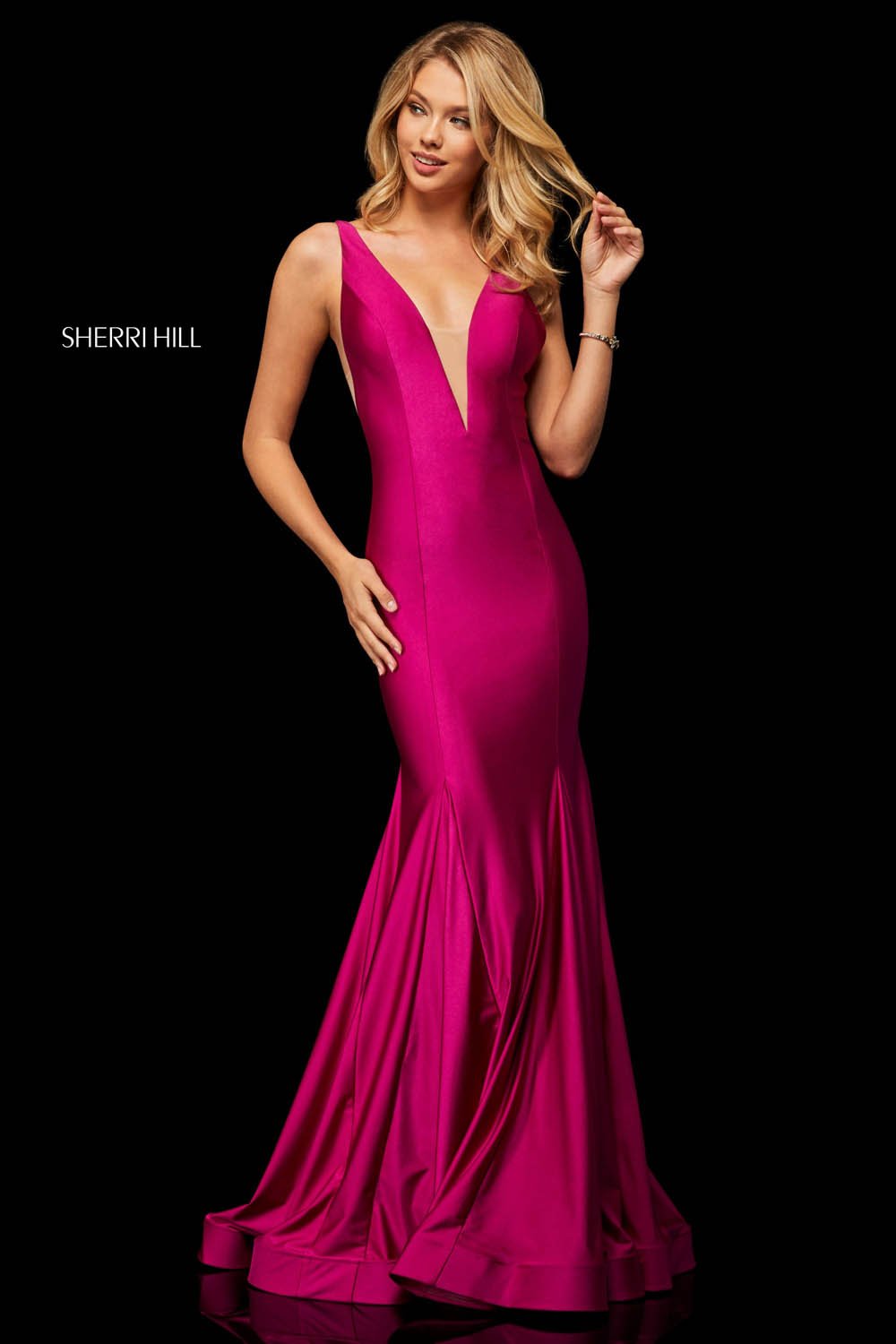 Sherri Hill 52780 dress images in these colors: Blush, Light Blue, Navy, Wine, Berry, Orchid, Black, Royal, Red, Yellow.