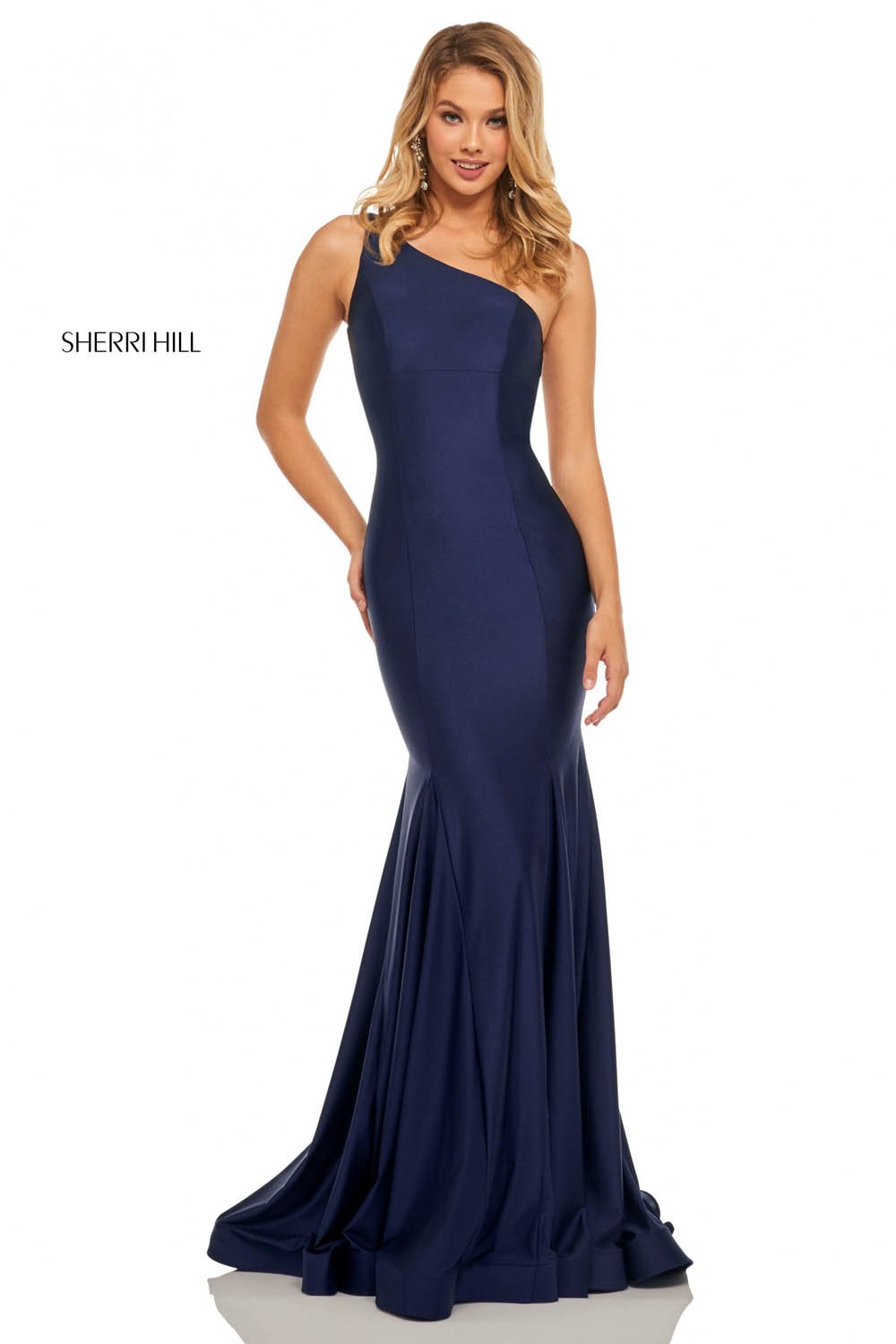 Sherri Hill 52781 dress images in these colors: Black, Wine, Royal, Red, Navy, Berry, Blush, Yellow, Orchid, Light Blue.