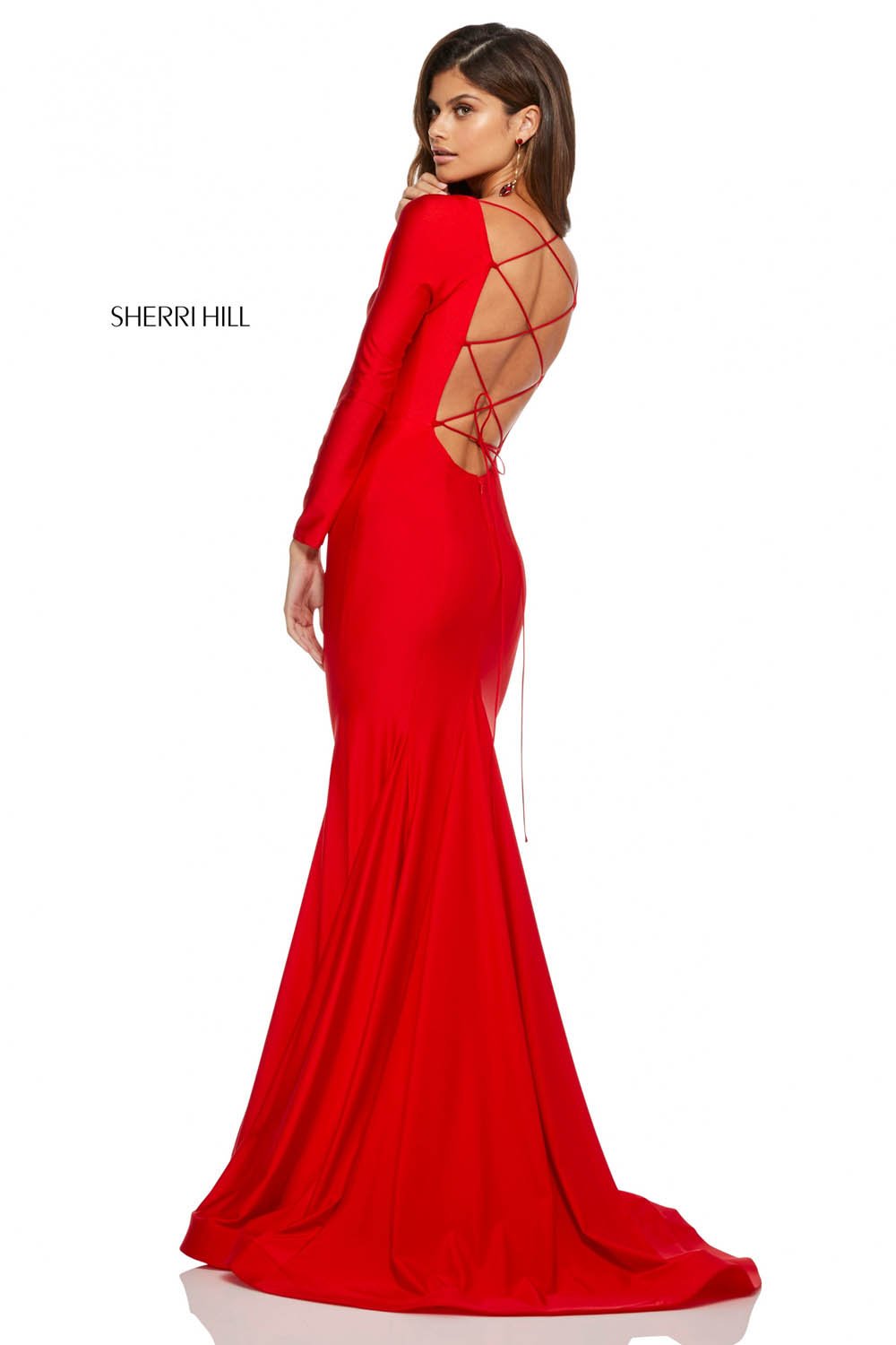 Sherri Hill 52785 dress images in these colors: Black, Navy, Light Blue, Wine, Royal, Orchid, Berry, Blush, Red.