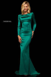 Sherri Hill 52794 dress images in these colors: Mocha, Navy, Emerald, Ruby, Blush, Royal, Berry, Red, Black, Teal.