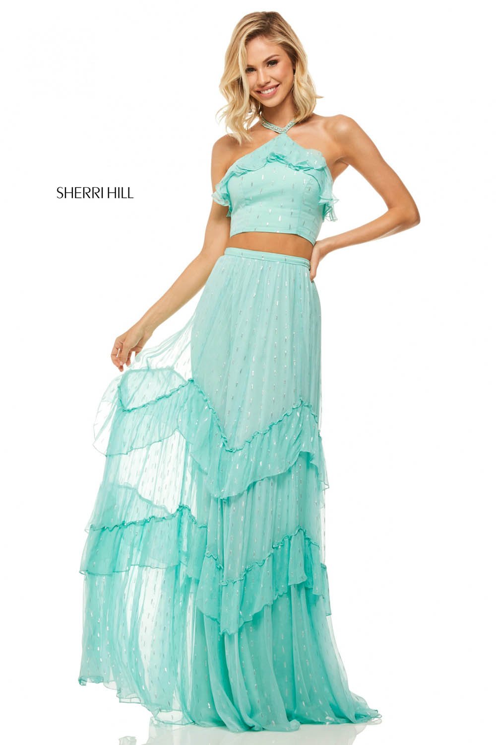 Sherri Hill 52798 dress images in these colors: Black, Aqua, Yellow, Light Blue, Lilac, Ivory, Navy, Fuchsia, Emerald, Light Pink, Turquoise, Orange, Red.