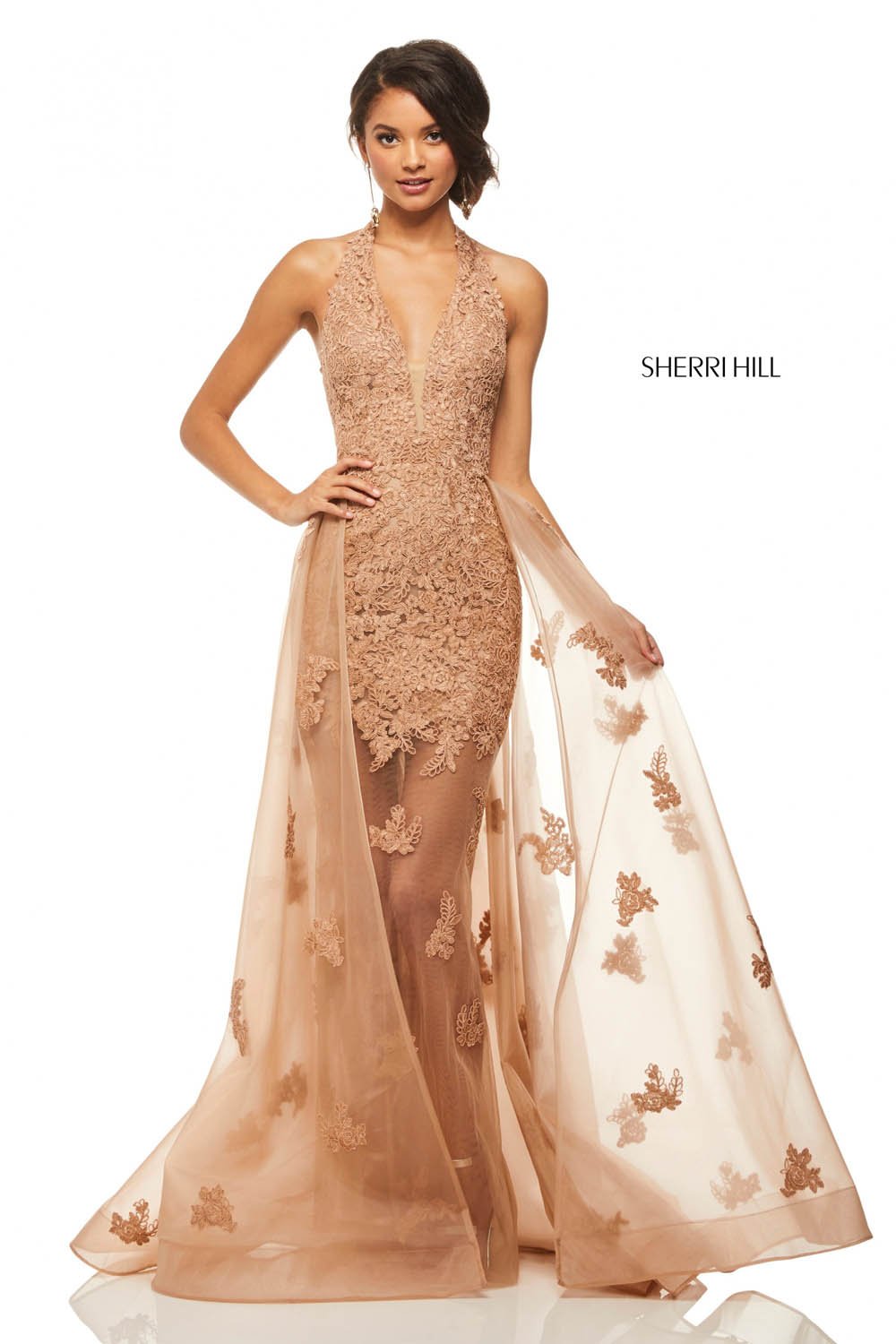 Sherri Hill 52819 dress images in these colors: Ivory, Blush, Mocha, Light Blue, Red, Black, Yellow.