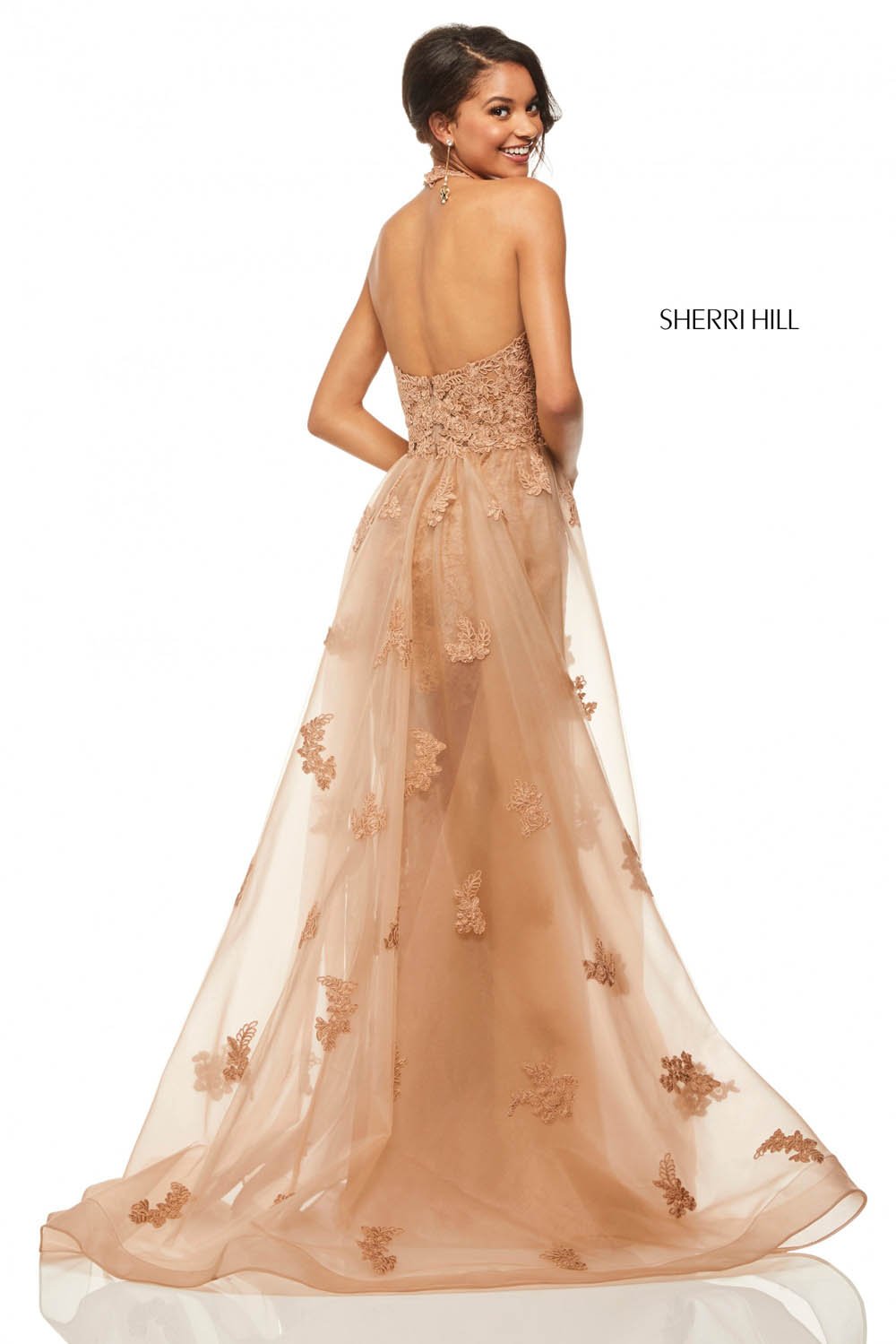 Sherri Hill 52819 dress images in these colors: Ivory, Blush, Mocha, Light Blue, Red, Black, Yellow.