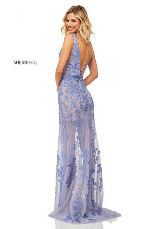 Sherri Hill 52820 dress images in these colors: Pink, Periwinkle, Light Blue, Red, Ivory, Black, Gold.