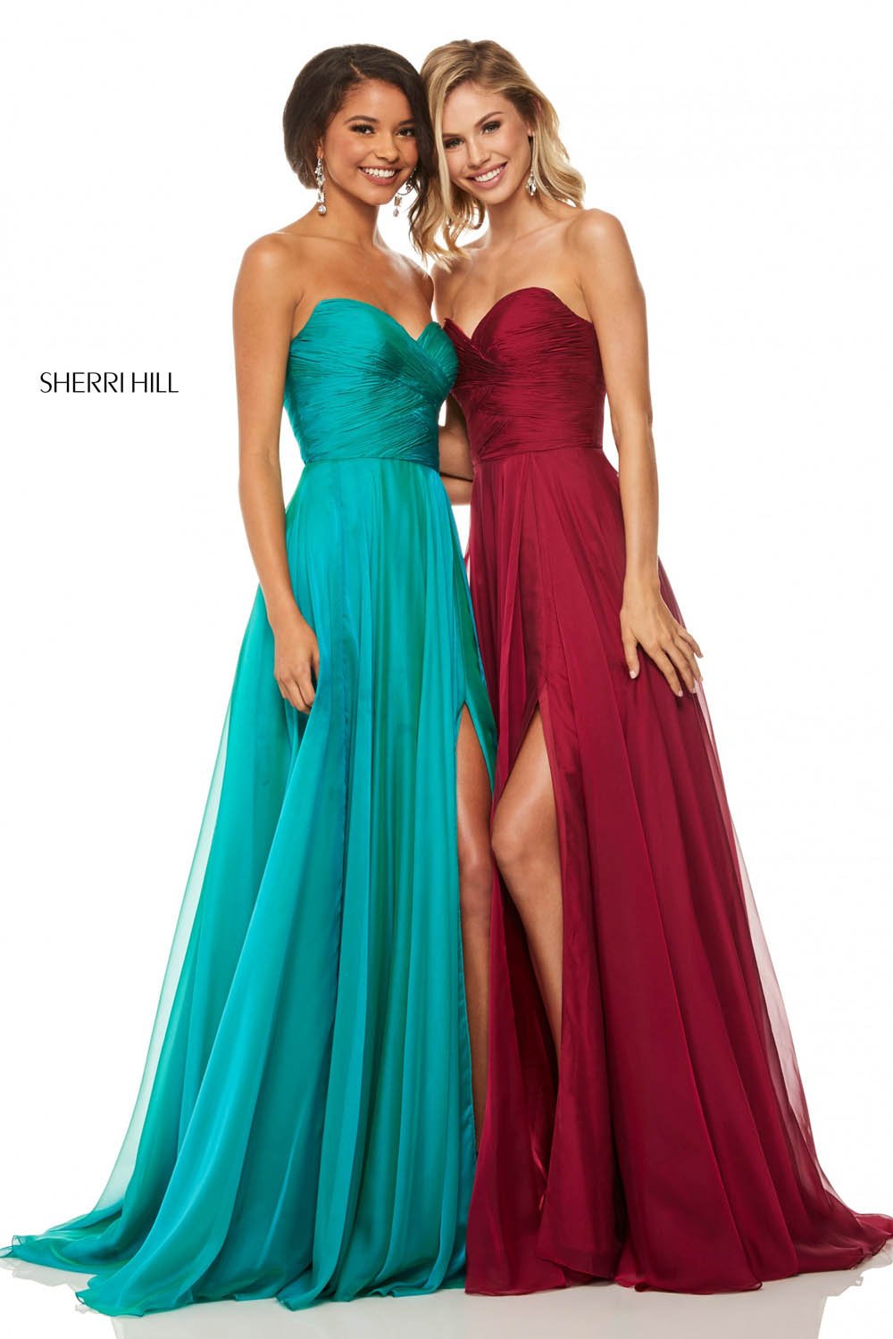 Sherri Hill 52840 dress images in these colors: Royal, Emerald, Red, Berry, Navy, Yellow, Lilac, Wine, Jade, Light Blue, Bright Pink.