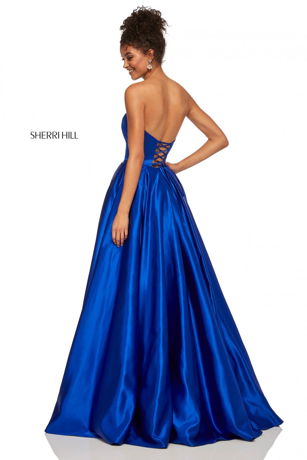 Sherri Hill 52850 dress images in these colors: Yellow, Emerald, Red, Ivory, Lilac, Royal, Light Blue, Navy, Nude, Black.