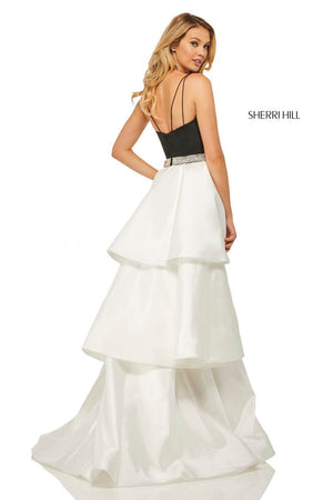 Sherri Hill 52852 dress images in these colors: Black Ivory, Black.