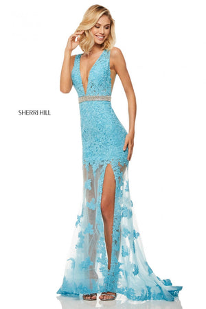 Sherri Hill 52875 dress images in these colors: Light Blue, Red, Blush, Mocha, Black, Ivory.