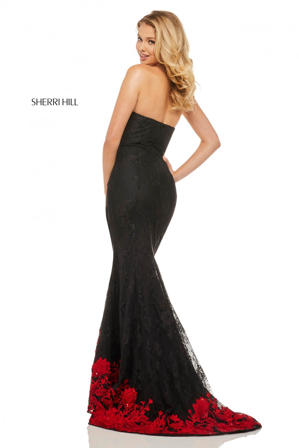 Sherri Hill 52876 dress images in these colors: Black Red.