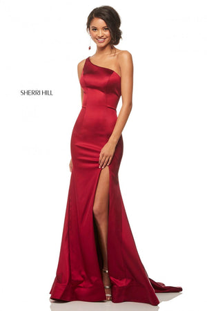 Sherri Hill 52886 dress images in these colors: Black, Royal, Emerald, Red, Wine.