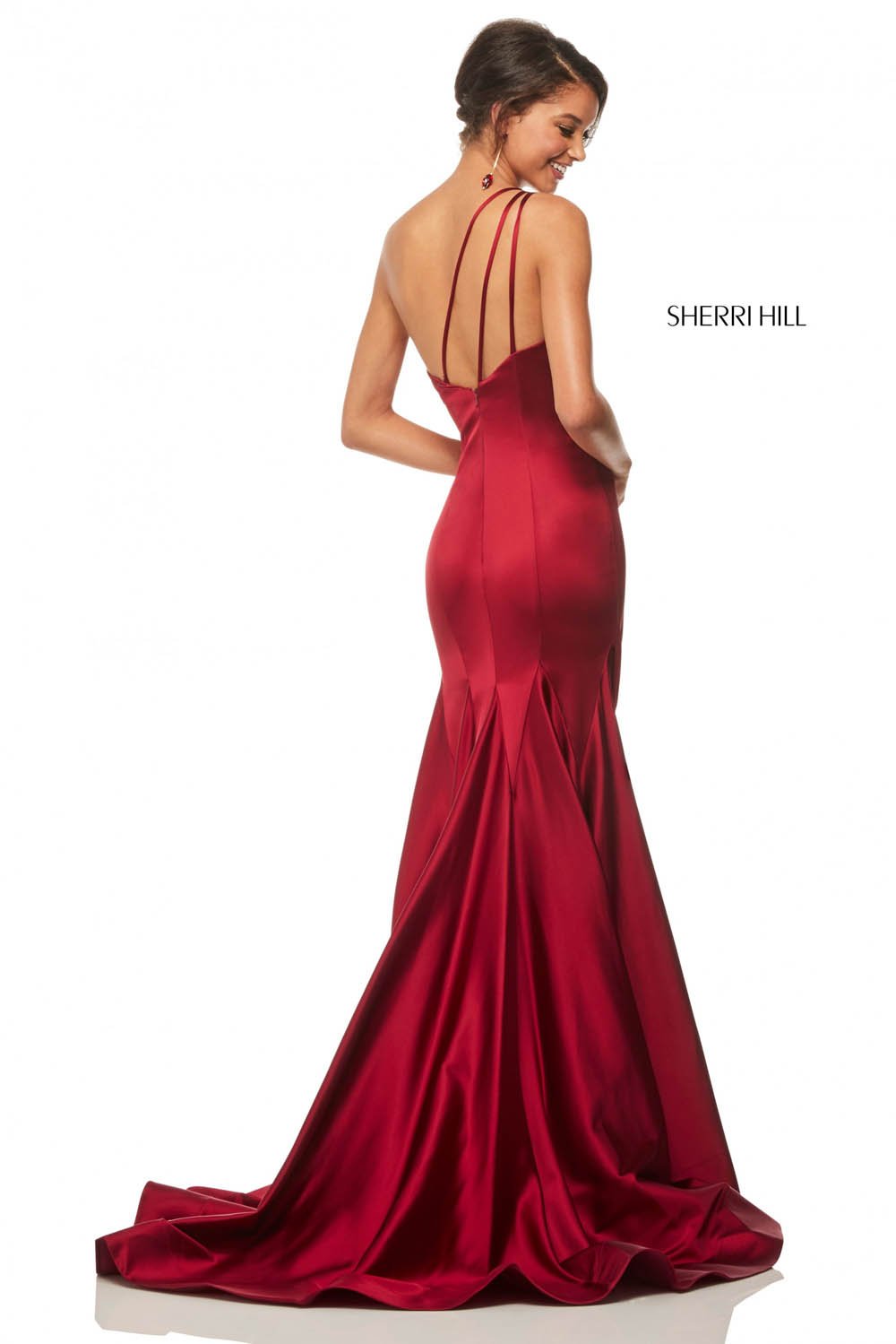 Sherri Hill 52886 dress images in these colors: Black, Royal, Emerald, Red, Wine.