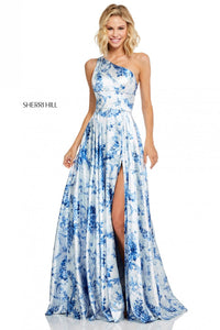 Sherri Hill 52900 dress images in these colors: Blue Ivory Print.