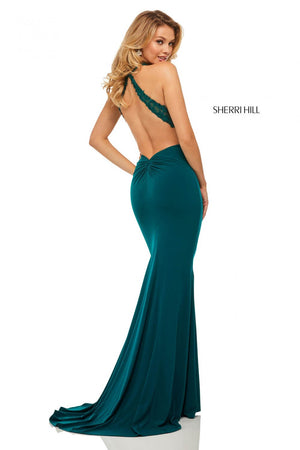 Sherri Hill 52901 dress images in these colors: Wine, Navy, Emerald.