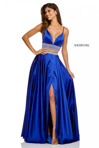 Sherri Hill 52907 dress images in these colors: Black, Royal, Red, Emerald, Ivory.