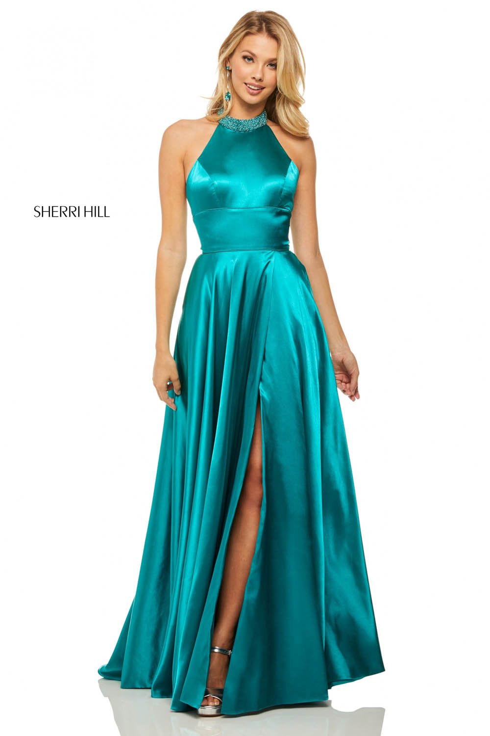 Sherri Hill 52920 dress images in these colors: Mocha, Rose, Blue, Yellow, Red, Lilac, Teal.